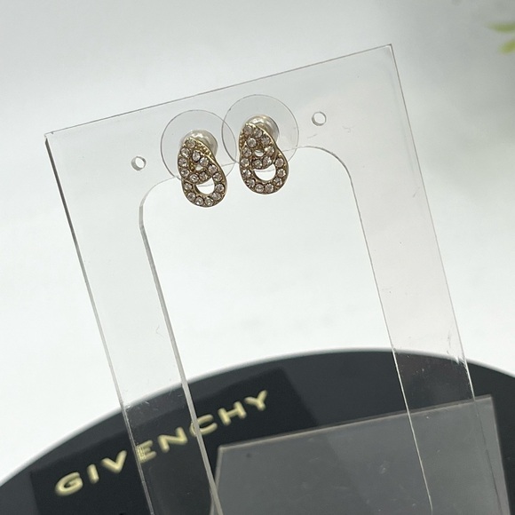 Givenchy Womens Gold Tone Crystal Small Stud Earrings New - Picture 4 of 15